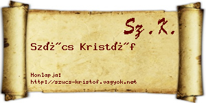 Szűcs Kristóf névjegykártya