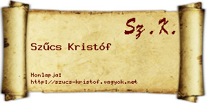 Szűcs Kristóf névjegykártya